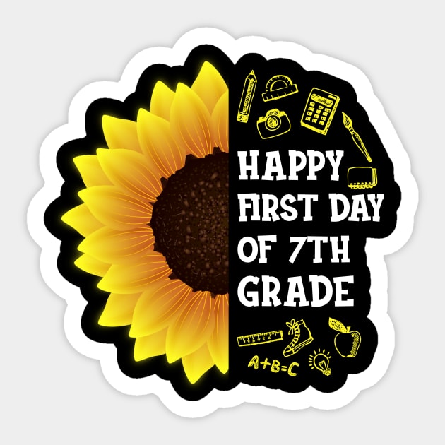 Happy First Day Of 7th grade Sunflower Teacher Student Back To School Gift Sticker by hardyhtud